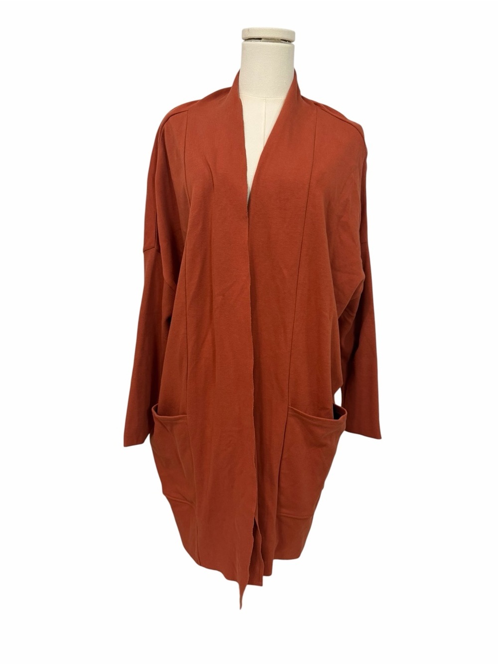 Pact Airplane OpenCardigan Organic Cotton Burnt Orange M/L  Pockets Comfort